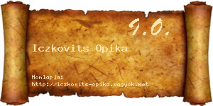 Iczkovits Opika névjegykártya